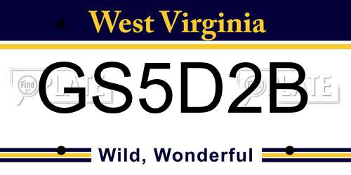 GS5D2B West Virginia License Plate