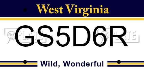 GS5D6R West Virginia License Plate