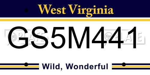 GS5M441 West Virginia License Plate