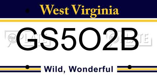 GS5O2B West Virginia License Plate