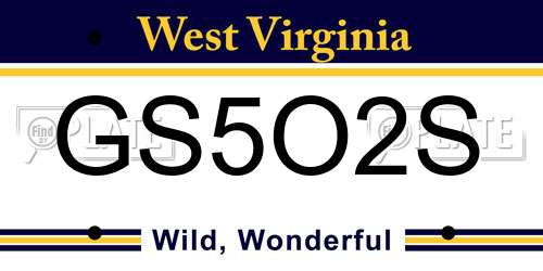 GS5O2S West Virginia License Plate