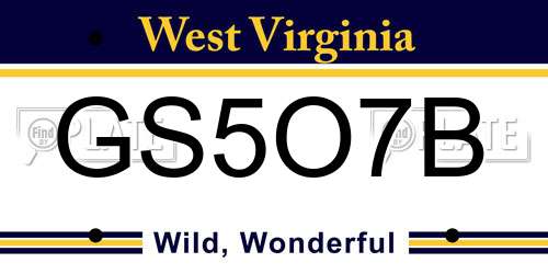 GS5O7B West Virginia License Plate