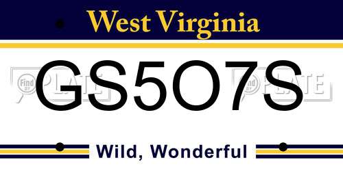 GS5O7S West Virginia License Plate