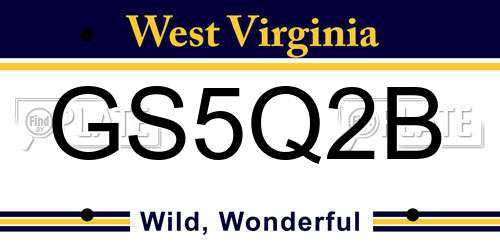 GS5Q2B West Virginia License Plate