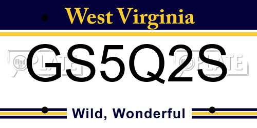 GS5Q2S West Virginia License Plate