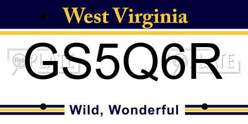 GS5Q6R West Virginia License Plate