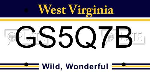 GS5Q7B West Virginia License Plate