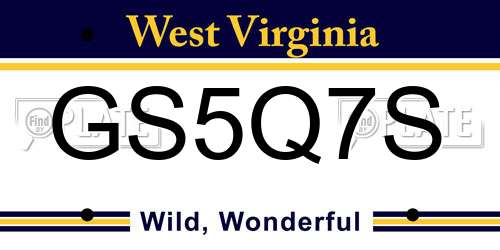 GS5Q7S West Virginia License Plate