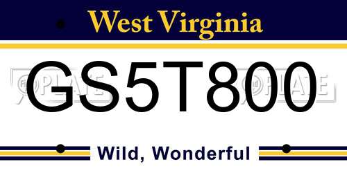 GS5T800 West Virginia License Plate