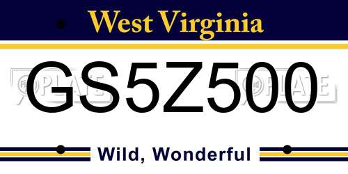GS5Z500 West Virginia License Plate