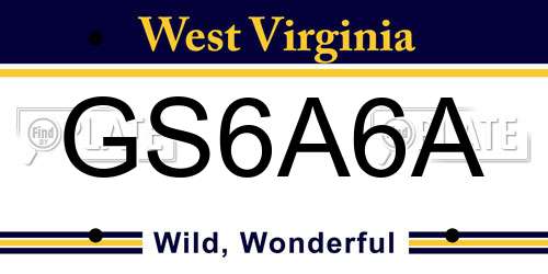 GS6A6A West Virginia License Plate