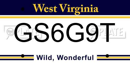 GS6G9T West Virginia License Plate