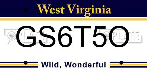 GS6T5O West Virginia License Plate