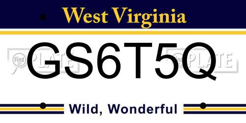 GS6T5Q West Virginia License Plate