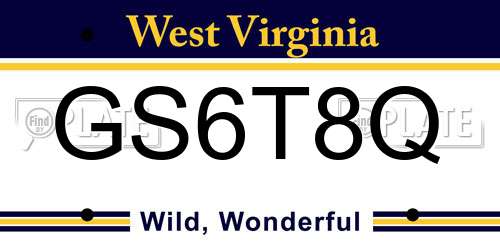 GS6T8Q West Virginia License Plate