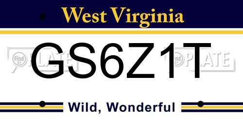 GS6Z1T West Virginia License Plate