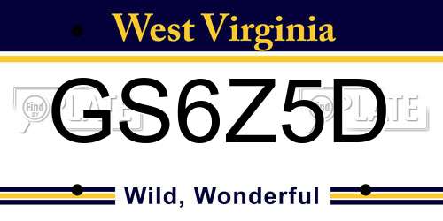 GS6Z5D West Virginia License Plate