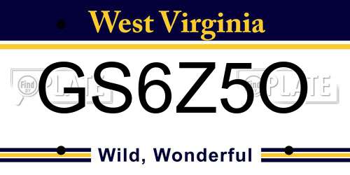 GS6Z5O West Virginia License Plate