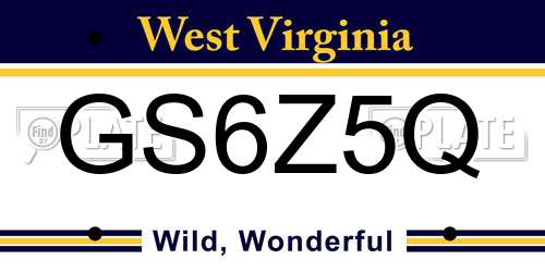 GS6Z5Q West Virginia License Plate
