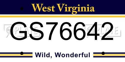 GS76642 West Virginia License Plate