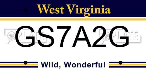 GS7A2G West Virginia License Plate