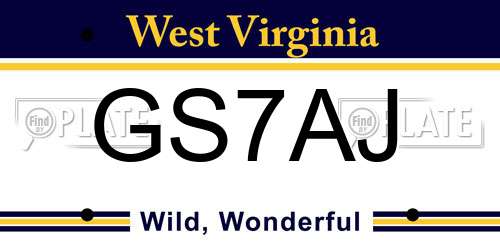 GS7AJ West Virginia License Plate