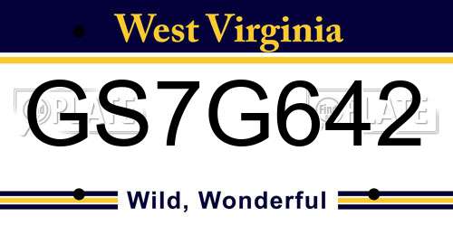 GS7G642 West Virginia License Plate