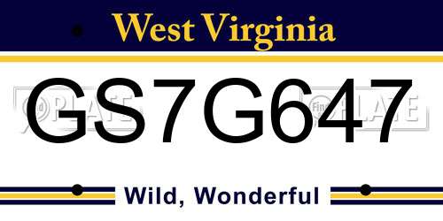 GS7G647 West Virginia License Plate