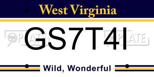GS7T4I West Virginia License Plate