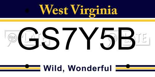 GS7Y5B West Virginia License Plate