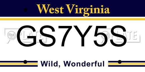GS7Y5S West Virginia License Plate