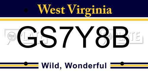 GS7Y8B West Virginia License Plate