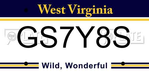 GS7Y8S West Virginia License Plate