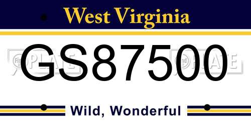 GS87500 West Virginia License Plate