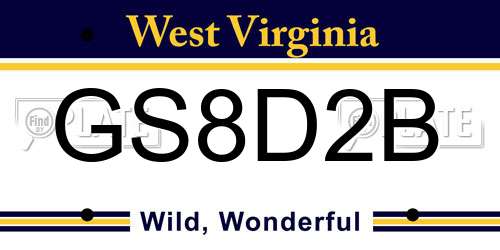 GS8D2B West Virginia License Plate