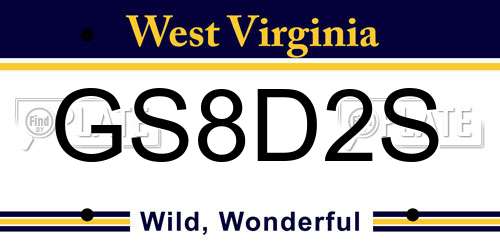 GS8D2S West Virginia License Plate
