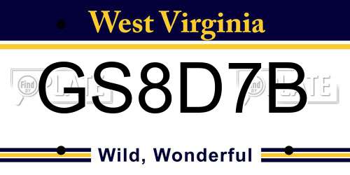 GS8D7B West Virginia License Plate