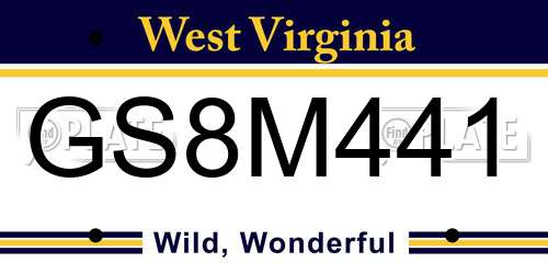 GS8M441 West Virginia License Plate