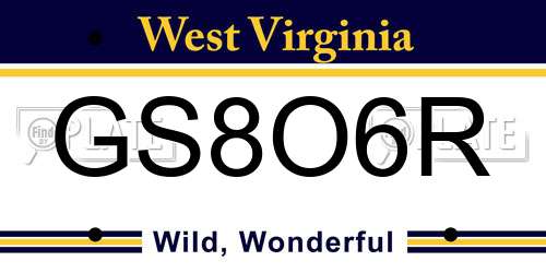 GS8O6R West Virginia License Plate