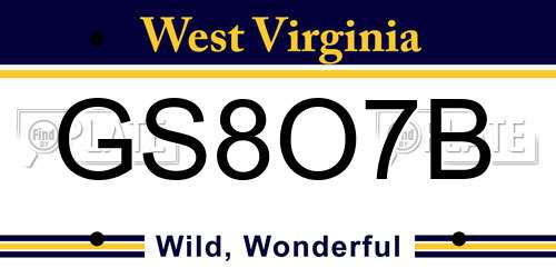 GS8O7B West Virginia License Plate