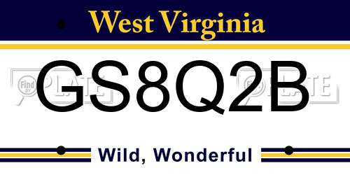 GS8Q2B West Virginia License Plate