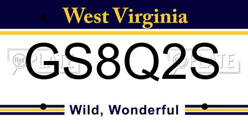 GS8Q2S West Virginia License Plate