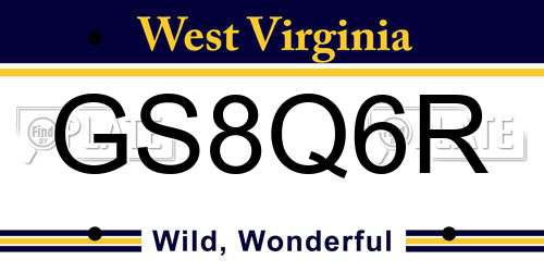 GS8Q6R West Virginia License Plate