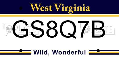 GS8Q7B West Virginia License Plate