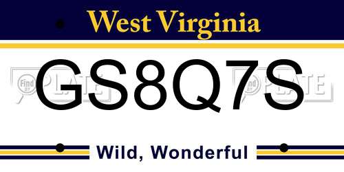 GS8Q7S West Virginia License Plate