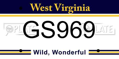 GS969 West Virginia License Plate
