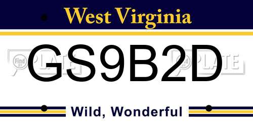 GS9B2D West Virginia License Plate