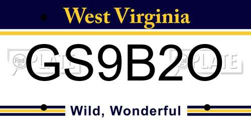 GS9B2O West Virginia License Plate