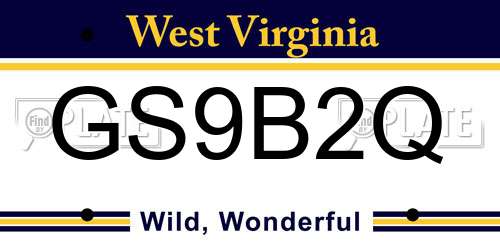 GS9B2Q West Virginia License Plate