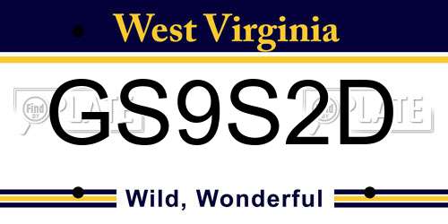 GS9S2D West Virginia License Plate